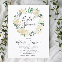 Bruiloft Tuin Groene Witte Bloemen Bruidsfeest Uitnodiging Briefkaart