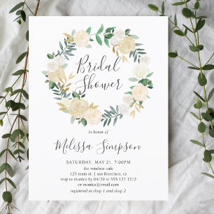 Bruiloft Tuin Groene Witte Bloemen Bruidsfeest Uitnodiging Briefkaart