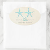 Bruiloft Turquoise Aqua Starfish Save the Date Ovale Sticker (Tas)