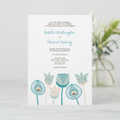 Bruiloft Turquoise Blauw Ivoor Funky Bloemen Kaart (Staand voorkant)