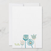 Bruiloft Turquoise Blauw Ivoor Funky Bloemen Kaart (Achterkant)