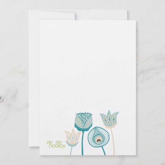 Bruiloft Turquoise Blauw Ivoor Funky Bloemen Kaart (Achterkant)