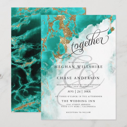 BRUILOFT | Turquoise Waterverf BarefootBride™ (Voorkant / Achterkant)