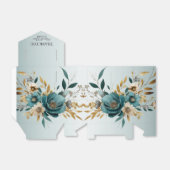 Bruiloft Turquoise witte bloem gouden bladeren Bedankdoosjes (Uitgevouwen)