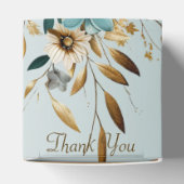 Bruiloft Turquoise witte bloem gouden bladeren Bedankdoosjes (Bovenkant)