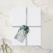 Bruiloft Turquoise witte bloem gouden bladeren Cadeaulabel (Met Touw)