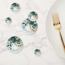 Bruiloft Turquoise Witte Bloem Gouden Bladeren