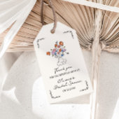 Bruiloft Tussenstuk met Handgetekende Bloemenvaas Cadeaulabel