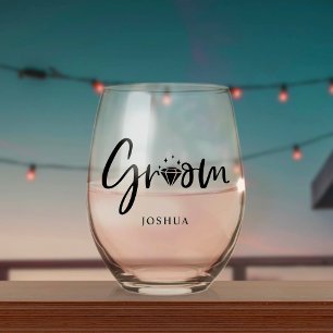 Bruiloft Tuxedo gepersonaliseerde de bruidegom Wijnglas Zonder Voet