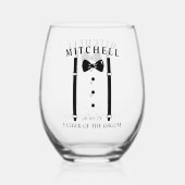 Bruiloft Tuxedo gepersonaliseerde vader van de bru Wijnglas Zonder Voet (Voorkant)