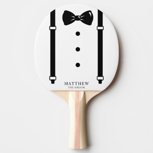 Bruiloft Tuxedo Suspenders Bow Stropdas Groomsman Tafeltennisbatje (Voorkant)