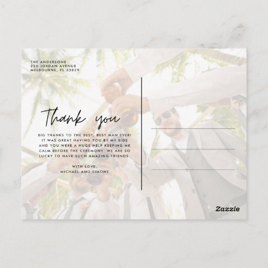 Bruiloft twee foto dank u briefkaart (Achterkant)