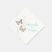 Bruiloft twee vlinders kunst blauwgroen witte serv servetten (Hoek)