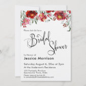 Bruiloft Typografie Bordeauxrood Bloemen Kaart (Voorkant)