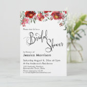 Bruiloft Typografie Bordeauxrood Bloemen Kaart (Staand voorkant)