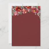 Bruiloft Typografie Bordeauxrood Bloemen Kaart (Achterkant)