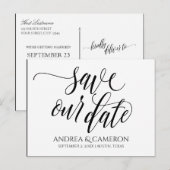 Bruiloft Typografie Save-the-Date | Zwart Aankondigingskaart (Voorkant / Achterkant)