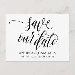 Bruiloft Typografie Save-the-Date | Zwart Aankondigingskaart