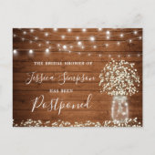 Bruiloft Uitgesteld Baby's Breath Mason Jar Briefkaart (Voorkant)