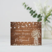 Bruiloft Uitgesteld Baby's Breath Mason Pot Briefkaart (Staand voorkant)
