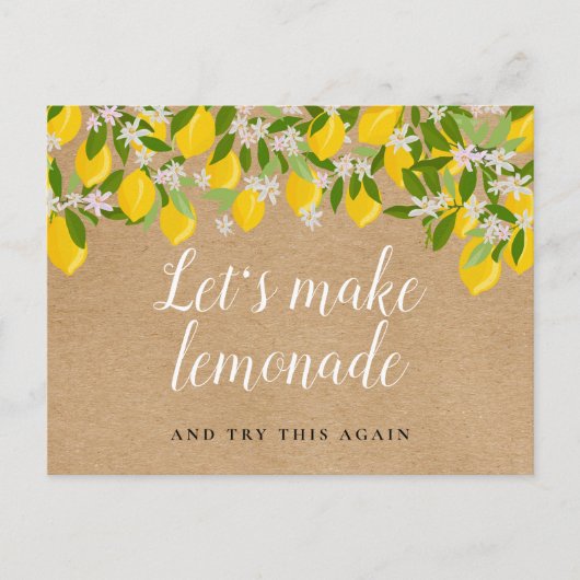 Bruiloft Uitgesteld Lemons in Rustic Script Briefkaart (Voorkant)