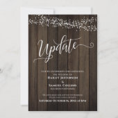 Bruiloft Uitgesteld Updatekaart met Rustieke Hout Kaart (Voorkant)