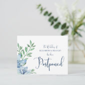 Bruiloft uitgesteld Waterverf Blue Blooms Briefkaart (Staand voorkant)