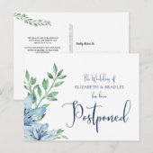 Bruiloft uitgesteld Waterverf Blue Blooms Briefkaart (Voorkant / Achterkant)