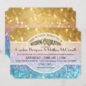 Bruiloft uitnodigen bokeh film ticket stijl goud r kaart (Voorkant / Achterkant)