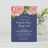 BRUILOFT UITNODIGEN bush roze bloemenpioen bloem n Kaart (Staand voorkant)