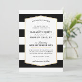 BRUILOFT UITNODIGEN chique moderne zwarte witte st Kaart (Staand voorkant)