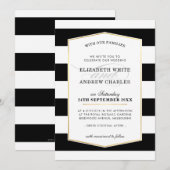 BRUILOFT UITNODIGEN chique moderne zwarte witte st Kaart (Voorkant / Achterkant)