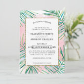 BRUILOFT UITNODIGEN chique tropische strand palmbl Kaart (Staand voorkant)