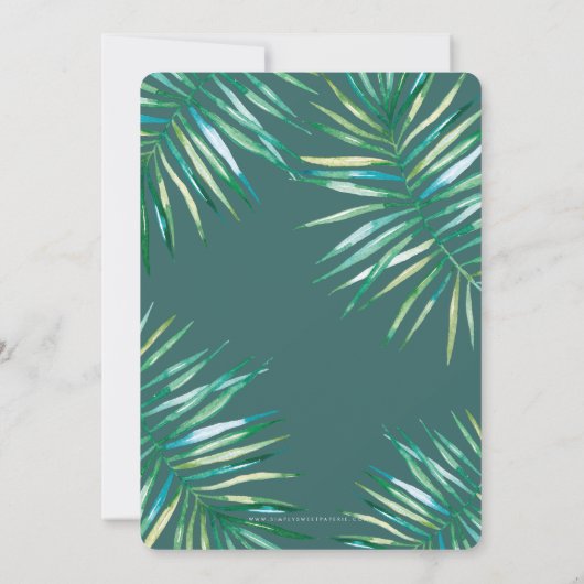 BRUILOFT UITNODIGEN chique tropische strand palmbl Kaart (Achterkant)