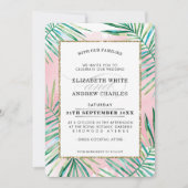 BRUILOFT UITNODIGEN chique tropische strand palmbl Kaart (Voorkant)