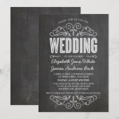 BRUILOFT UITNODIGEN elegante bloeiende krijtbord g Kaart (Voorkant / Achterkant)