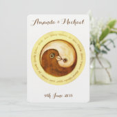 BRUILOFT UITNODIGEN gouden harmonie YinYang duiven Kaart (Staand voorkant)