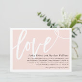 BRUILOFT UITNODIGEN liefde borstel geletterd blush Kaart (Staand voorkant)