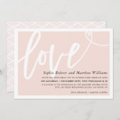 BRUILOFT UITNODIGEN liefde borstel geletterd blush Kaart (Voorkant / Achterkant)