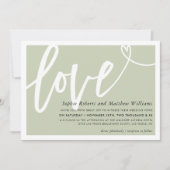 BRUILOFT UITNODIGEN liefde borstel geletterd salie Kaart (Voorkant)