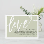 BRUILOFT UITNODIGEN liefde borstel geletterd salie Kaart (Staand voorkant)