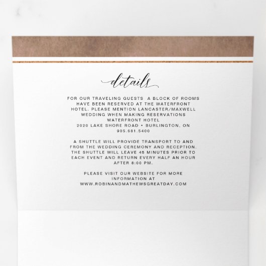 Bruiloft uitnodigen met RSVP, Earth Tones Waterver Drieluik Uitnodiging (Binnenzijde eerst)