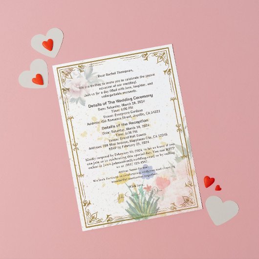 Bruiloft uitnodigen met Rsvp op rug Kaart