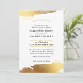 BRUILOFT UITNODIGEN moderne luxe gouden vergulde r Kaart (Staand voorkant)