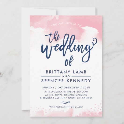 BRUILOFT UITNODIGEN Moderne stijlvolle marineblauw Kaart (Voorkant)