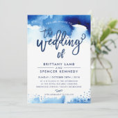 BRUILOFT UITNODIGEN moderne stijlvolle marineblauw Kaart (Staand voorkant)