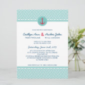 BRUILOFT UITNODIGEN nautisch anker aangepaste mono Kaart (Staand voorkant)