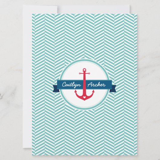 BRUILOFT UITNODIGEN nautisch anker aangepaste mono Kaart (Achterkant)