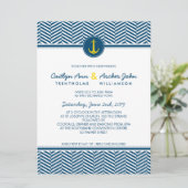 BRUILOFT UITNODIGEN nautisch anker aangepaste mono Kaart (Staand voorkant)