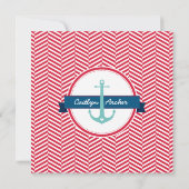 BRUILOFT UITNODIGEN nautisch anker hart marine rod Kaart (Achterkant)